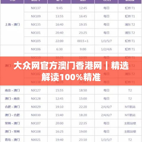 大众网官方澳门香港网｜精选解读100%精准