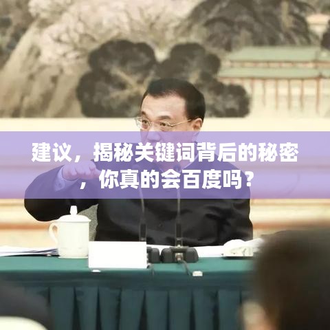 建议，揭秘关键词背后的秘密，你真的会百度吗？