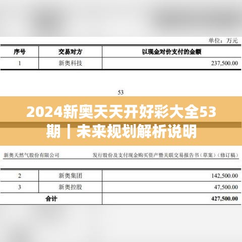2024新奥天天开好彩大全53期｜未来规划解析说明
