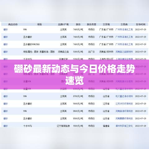 硼砂最新动态与今日价格走势速览