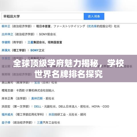 全球顶级学府魅力揭秘，学校世界名牌排名探究